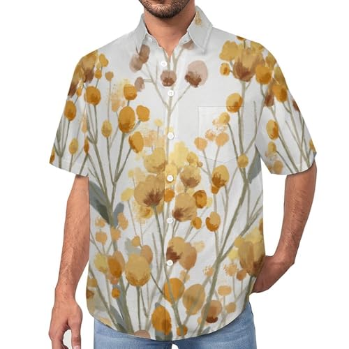 Chemise homme manches courtes imprimé fleurs sauvages printemps boutonné