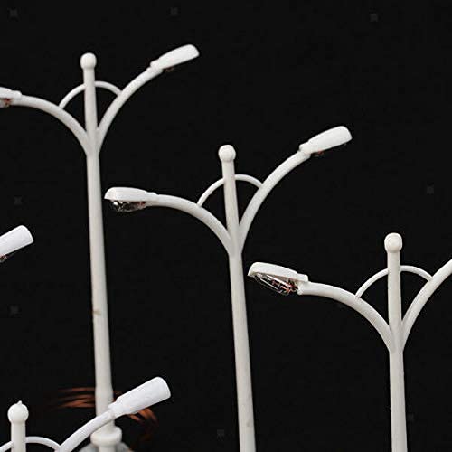 53 Arts 5pcs Model Double Head Street Light Lampposts - Miniature Lamp Set for DIY Train Scenery, Railway Layouts, Diorama Projects 2