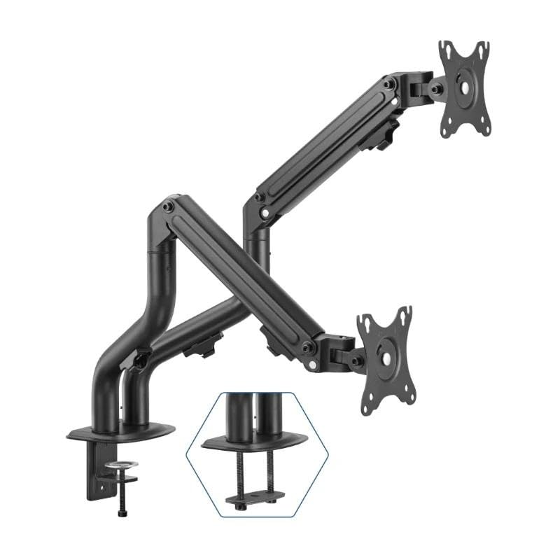 VoltShine Supporto - Supporto per 2 Monitor da 17" a 32", Regolazione in Altezza e Rotazione, Facile Installazione, Materiali durevoli