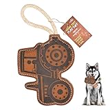 PetYupp Tractor Leather Chew Toy for Dogs - Extra Thick Wool, Stitched & Real Leather Dog Toy for Small, Medium & Large Dogs - Durable & Safe Chew Toys for Puppies