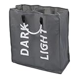 Cesto Ropa Sucia 2 Compartimentos, Cesta Colada Plegable con Asas, Canasta Ropa Sucia Portátil para Dormitorio, Baño y Universidad(Gray)