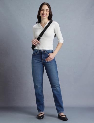 Image of INKD Women's Slim Fit Jeans - Mid-Rise | Cotton Blend | Stretchable | Classic 5 Pocket Styling | Jeans for Women | Women Jeans (Available in Plus Sizes)