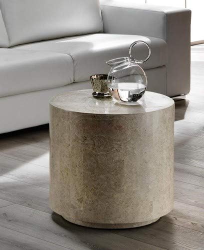Stones Round 2 Living Room Table, Stone, White Agate, 50 x 50 x 50 cm