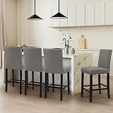 DAGONHIL 24'' Bar Stools Set of 4, Counter Height Bar Stools with Backs, Nail Head Barstools with Wo