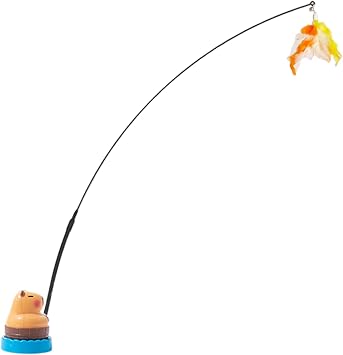 Automatic Rotating Cat Toy, 360 Moving Feather Teaser Wand with Bell for Indoor Play, Interactive Exercise Toy for Cats & Kittens Yellow B