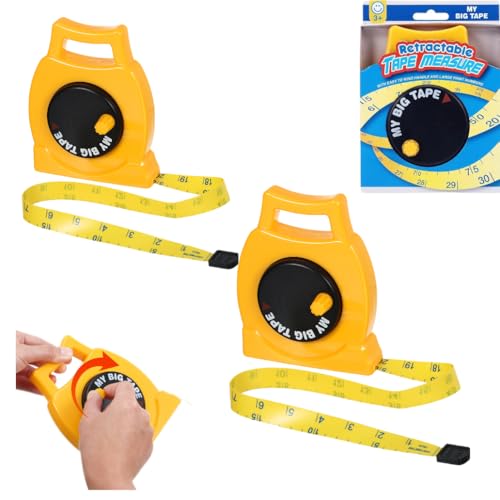 2Pack Kids Measuring Tape Retractable Tape Measure with Inch&Centimeter Kids Measuring Ages 3+ Retractable Toy 3. 3ft Construction Toy Back to School for Toddlers Height Measurement Counting Tool