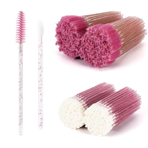 Set 50PCS Monouso Pennelli Lip Gloss + 50PCS Pennelli Scovolino Ciglia Monouso - Strumenti trucco per labbra e occhi.