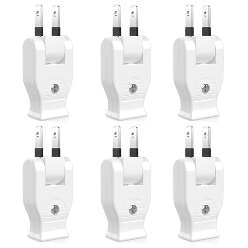 ムービープラグ HITRENDS コンセント 180°回転 電源プラグ コンセントプラグ 【6個入り】 プラグスーツ 差込みプラグ コンセント 向き アダプター 15A 配線 180°回転プラグ 1500Wまで スナップキャップ(ホワイト)