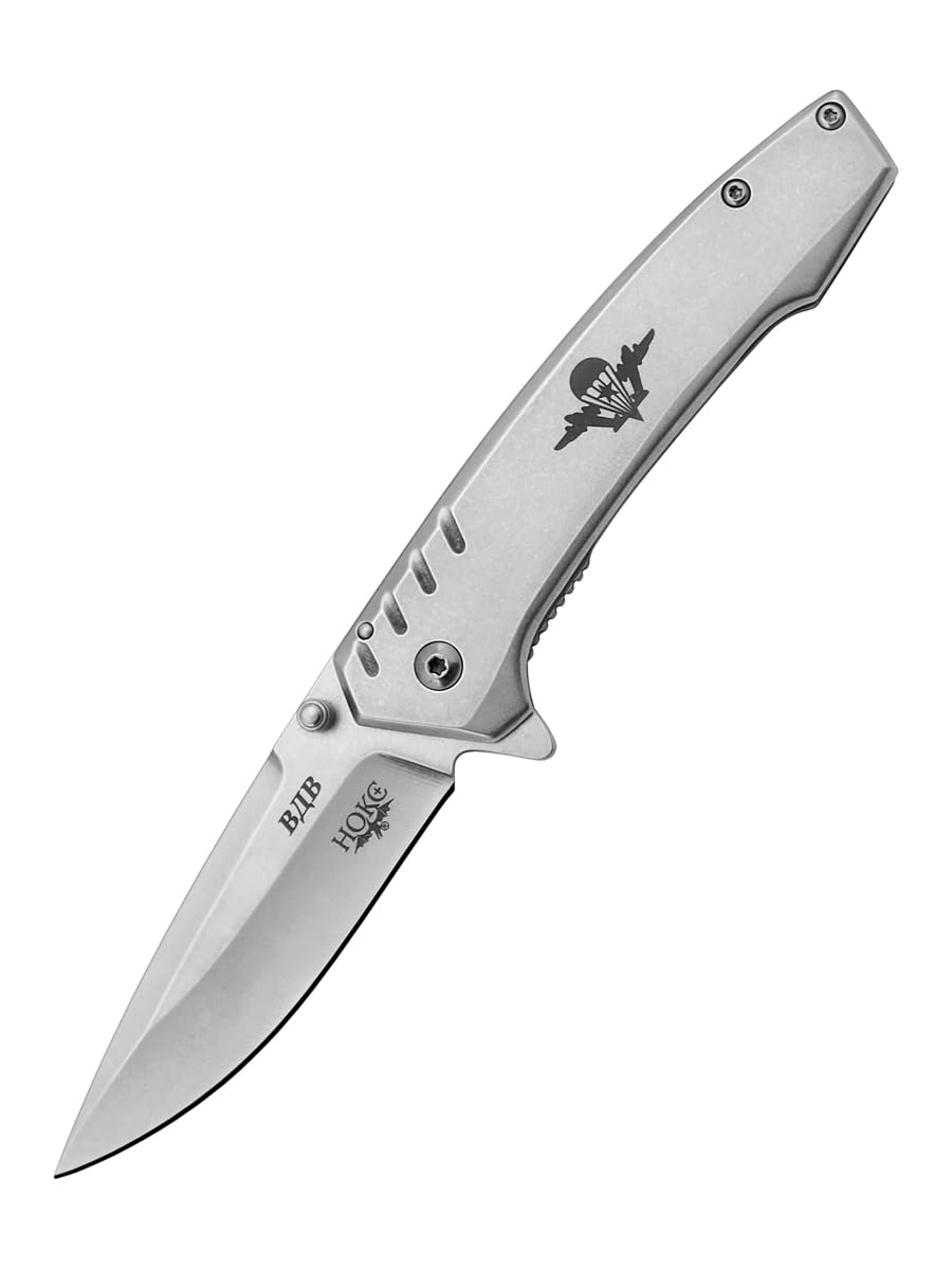 HOKC Airborne | 322-007005 | Pocket Knife, EDC Knife by Official Dealer - Frame Lock, Steel Handle, Ball Bearing Pivot, Ambidextrous Thumb Stud, Finger Flipper,