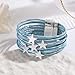 VIBILIA Boho Leather Wrap Bracelets for Women Pentagram Multi-Layer Bracelets with Strong Clasp Jewelry for Women-Blue
