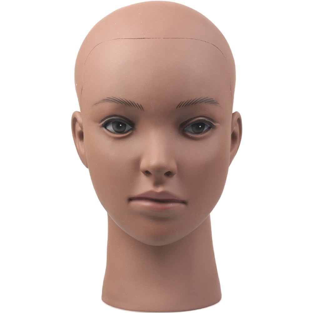 Luxylei Mannequin Head Bald Afro Female Cosmetology Manikin Head for Wigs Making Wig Display Hat Display Glasses Display Hairdressing Training Head
