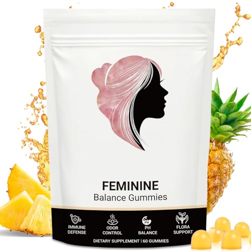 Premium Feminine Balance Gummies for Women, Natural Support for Feminine Wellness, Hawaiian Pineapple Flavor, Contains P - Detailed View