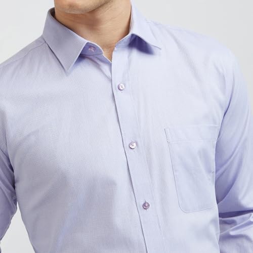Image of Raymond Men Cotton Slim Fit Structure Pattern Semi Cut Away Collar Formal Shirt