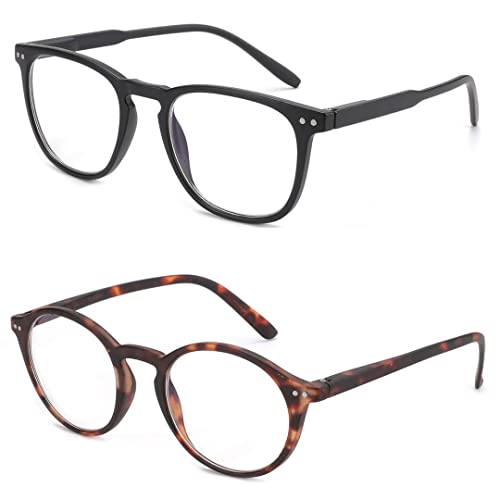 Image of BLUEMOKY Reading Glasses for Women Men, Blue Light Blocking Glasses 2 Pack, Computer Readers, Spring Hinge