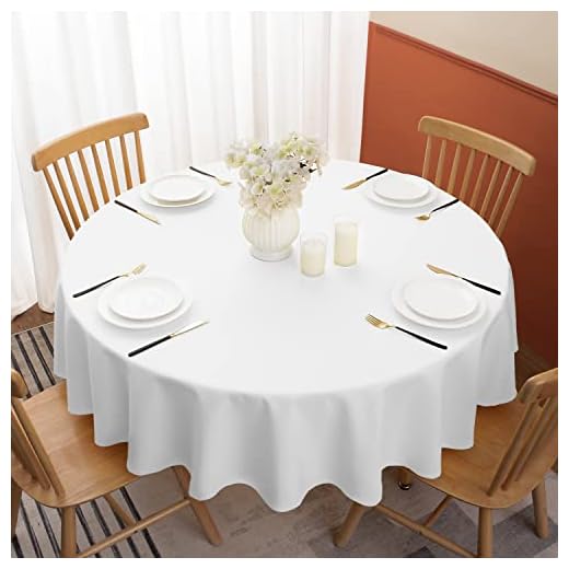Softalker Outdoor Tischdecke Rund 160 cm weiß wetterfest,abwaschbar und wasserabweisend,Tischtuch Tischwäsche Weiss Table Cloth Tischdecken Gartentischdecke für Sommer,Restaurant,Esszimmer,Draußen