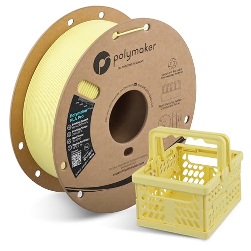 Image of Polymaker PLA Pro 3D Printing Filament Light Yellow 1.75mm 1KG, High-Impact Tough PLA, Fast Printing up to 300mm /s, High Speed New Formula, Easy to Print on Most FDM Printers, No Enclosure Required