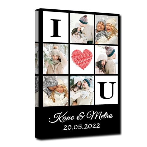 CXHOSTENT Custom Canvas Prints with Your Photos Custom Pictures Collage Wall Art Personalized Collage Picture Canvas for Valentines Day Wedding Images Framed (Custom-A1, 8.00" x 12.00")
