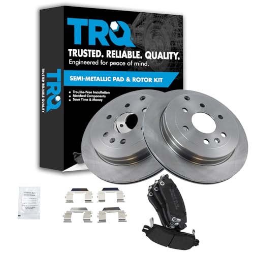 Image of TRQ Rear Brake Pad and Rotor Set Semi Metallic Vented Rotors | For 2009-2017 Chevrolet Traverse 2007-2016 GMC Acadia 2008-2017 Buick Enclave 2007-2010 Saturn Outlook 2017 Acadia Limited