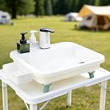 Portable Sink with Electric Faucet, Mobile Hand Washing Station with Hose for Camping, Picnics, Pottery & Mobile Labs, Easy Installation