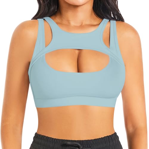 Image of Betaven Push up Sports Bra for Women Sexy Hollow Crop Tops with Removable Cups Workout Fitness Yoga Bra Medium Support