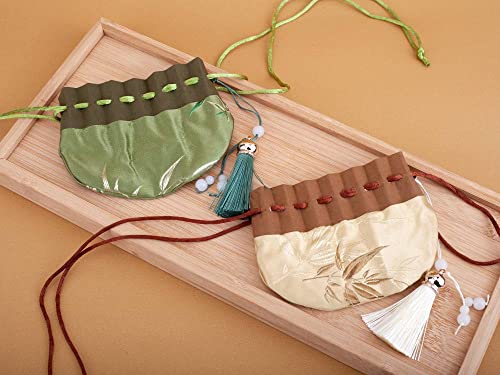 4 Bolsas Chinas Bordadas de Saco con Cordón 9.5x13 cm miniatura 4