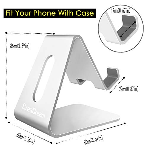 Image of CreaDream Cell Phone Stand, Cradle, Holder,Aluminum Desktop Stand Compatible with Switch, All Smart Phone, iPhone 11 Pro Xs Max Xr X Se 8 7 6 6s Plus SE 5 5s-Silver