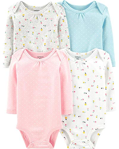 Carter s Baby 4 Pack Long Sleeve Bodysuit Set, Floral, 18 Months