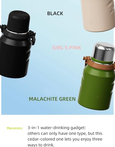 Image of 800 /1200 /1500ml Large Capacity 316 Stainless Steel 3-in-1 Lid Vacuum Insulated Handheld Water Bottle Portable Leak-Proof for Office Sports Outdoor as New Year /Valentines Gifts for Family Friends