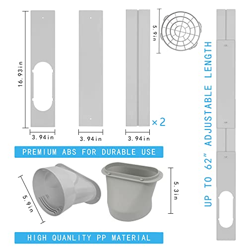 Portable Ac Window Vent Kit With 5.9" Exhaust Hose, Adjustable Window Sliding Ac Vent Kit For Ac Unit, Universal Ac Seal Plate With Coupler For Sliding Window Or Door #TOP2