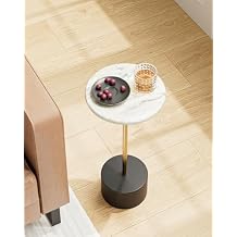 Drink Table Pedestal, Round Side Table, Drink Tables for Small Spaces, Pedestal End Table, Small Pedestal Table Black Gold