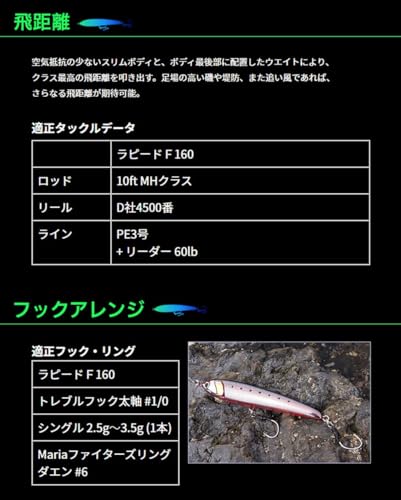 マリア ヤマシタ(YAMASHITA) ペンシルベイト ラピード F160 160mm 50g ブルピンイワシ B13H ルアー 5枚目