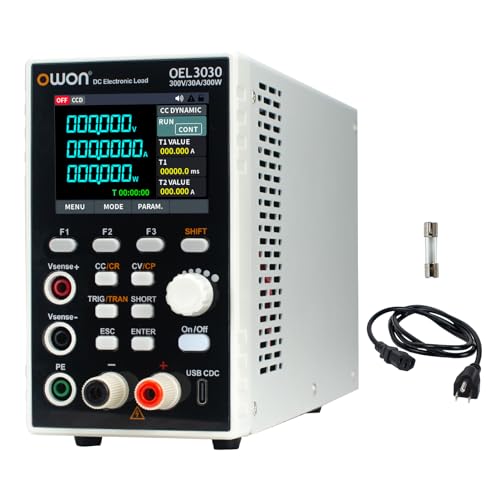 OWON Programmable DC Electronic Load OEL3030 DC 300V 30A Maximum 300W USB/RS232 CV CC CR CP 4 Operation Modes 5kHz Dynamic Lab Bench Power Tester with 2.8 TFT Color LCD Display