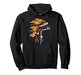 native american indian headdress graphic felpa con cappuccio