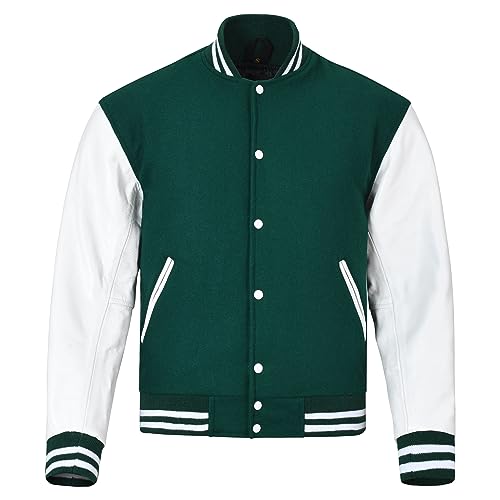 Image of Varsity Jacket Baseball Letterman Jacket- Wool and Leather Premium Quality Unisex Basketball Jacket