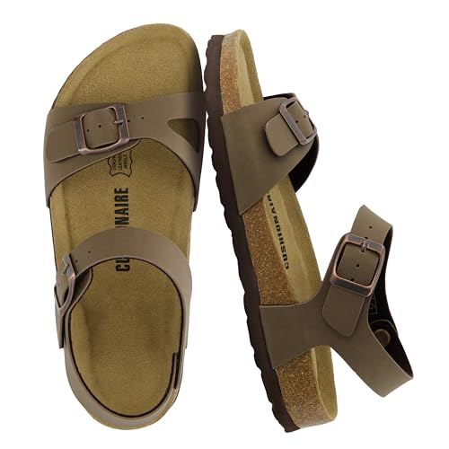 Image of CUSHIONAIRE Lauri Cork Footbed Sandals for Women with Back Strap, Adjustable Double Buckle Ankle Strap Sandals, Memory Foam