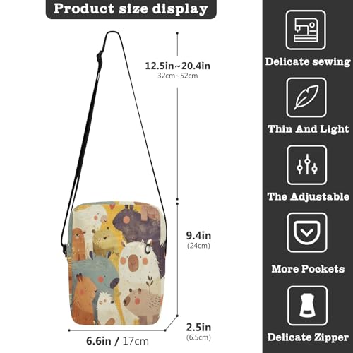 Rustic Simple Capybara messenger bags shoulder bag men women's crossbody handbags Adjustable Strap for work business3