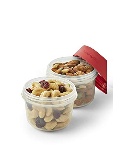 Foto von Lock & Lock Two-Way Müsli-to-go-Becher aus Kunststoff – 3er Vorratsdosen Set – Kleine Lunchbox mit Schraubdeckel und Zwei Behältern – 360 ml & 310 ml