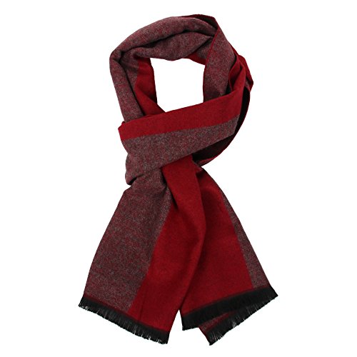 Homme Douce Coton Carreaux Foulard - Chaude Grand Tartan Ecossaise Écharpe Chale Stole pour Automne et Hiver avec boîte cadeau(Rouge) Cover