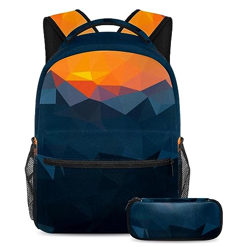 Sacs à dos Daypack adolescents et garçons ensemble de 2 pièces rouge coucher de soleil multicolore