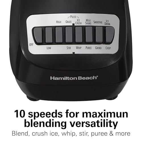 Hamilton Beach 56 Ounce 650W 10 Speed & Pulse Countertop Smoothie Blender, Black (50190FG) - Image 6