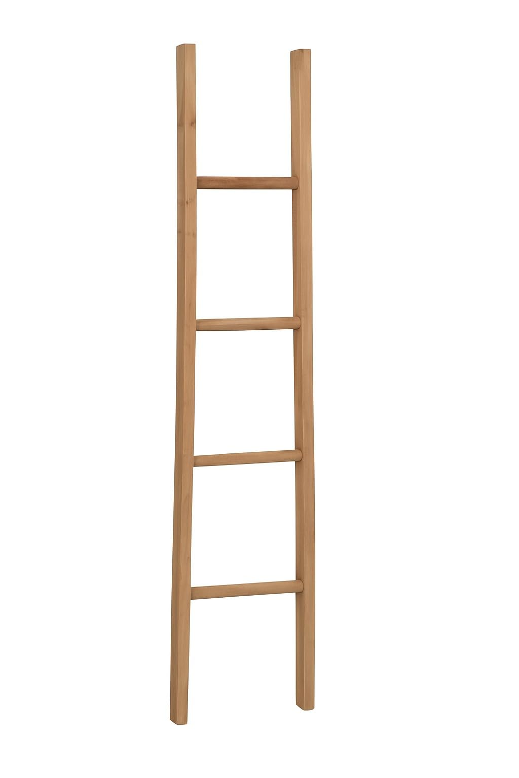 Biscottini Drabinka dekoracyjna z naturalnego drewna 148 x 34 x 4 cm - wieszak na ręczniki, wieszak na pledy - drabinka do wieszania ręczników salon i sypialnia - metalowy wieszak na ręczniki ścienny