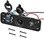 Nilight 4 in 1 Charger Socket Panel Dual QC3.0 USB Charger with LED Voltmeter Display and Cigarette Lighter Socket and Power Cutoff Switch,Avoid Battery Drain Off Switch for UTV ATV