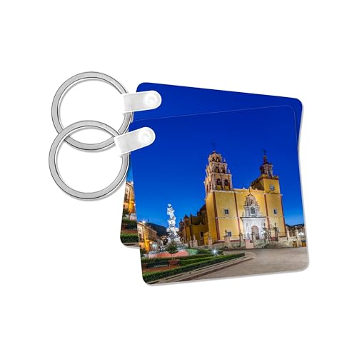 3dRose, Mexico, Guanajuato, Plaza de La Paz at Dawn, set of 2 Key Chains