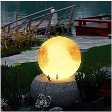 Outdoor Waterproof LED Moon Lamp, 3D Rechargeable Garden Light, Dimmable Decorative Floor Lamp for Patio, Lawn, Dining Atmosphere - 25cm Pillar Design