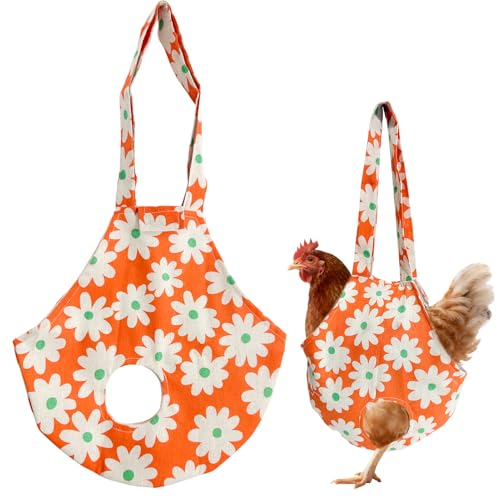 Ryetvok Chicken Carrier Sling Bag Durable Canvas Chicken Holder Purse Lightweight Poultry Transport Handbag for Hen Rooster Daily Travel Vet Visits (Orange)