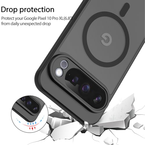 Image of Tobfit Magnetic Case for Google Pixel 10 Pro XL Phone Case, Soft-Touch, Shockproof, DustProof, Full Body Translucent Matte Back