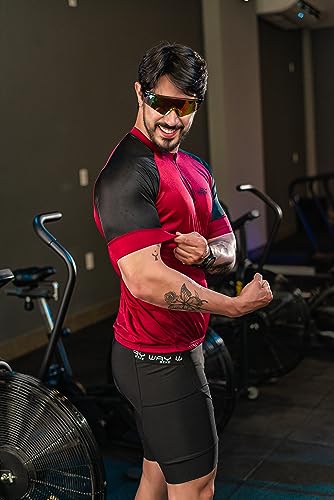 Conjunto de Ciclismo Masculino Camisa e Bermuda de Gel Bike Pedal Mtb (Vinho, M)