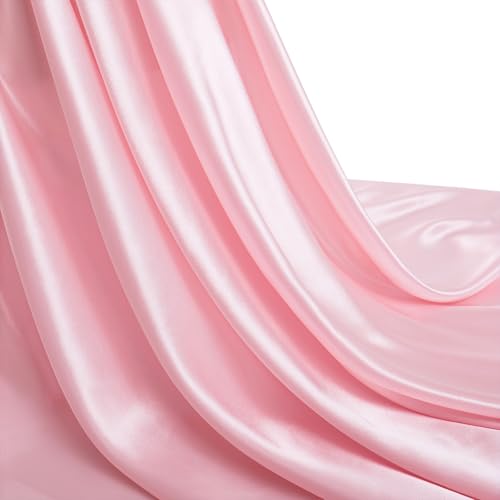 Pink Satin Fabric by The Yard 55 Inch Wide Shiny and Soft Charmeuse Satin Fabric for Sewing Wedding Bridal Dress Crafts 1 Yard