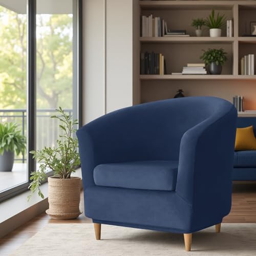 Deisy Dee 2 Piece Velvet Club Chair Slipcover Stretch Barrel Chair Covers Accent Chair Cover Removable Couch Furniture Protector Arm Chair Cover for Living Room (Navy) Deisy Dee 2 Piece Velvet Club Chair Slipcover Stretch Barrel Chair Covers Accent Chair Cover Removable Couch Furniture Protector Arm Chair Cover for Living Room (Navy)