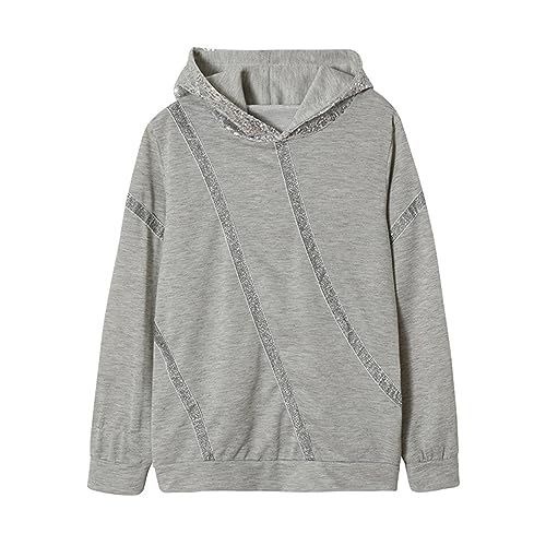 Pull ample à capuche femme avec détails sequins pour briller en hiver - 3